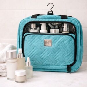Bang & Carlsen Large Hanging Travel Toiletry Bag Turquoise Quilted Organizer